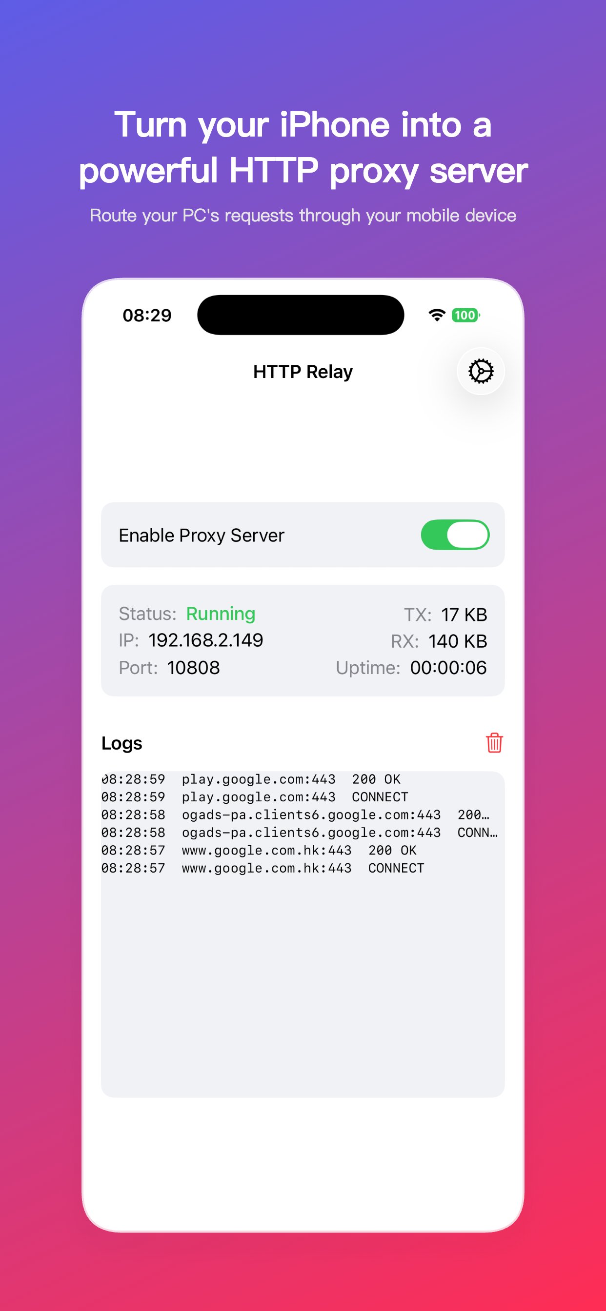 HttpRelay Main Interface
